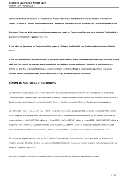 Condition Générales de NetBet Sport