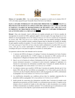 Cour f&eacute;d&eacute;rale Federal Court - Courts Administration Service