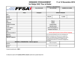 DEMANDE D`ENGAGEMENT 1er Rallye VHC Thur et Doller 11 et 12