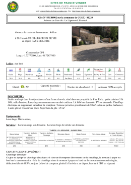 GITES DE FRANCE VENDEE G&icirc;te N&deg; 85G88002 sur la commune de