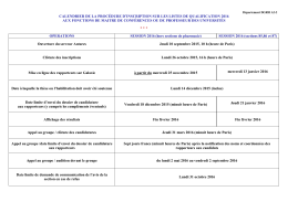 Calendrier de la campagne de qualification 2016