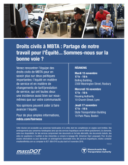 Droits civils &agrave; MBTA : Partage de notre travail pour l