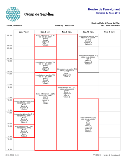 Horaire de l`enseignant