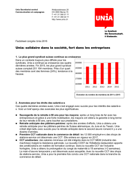 Factsheet Unia Congr&egrave;s 2016