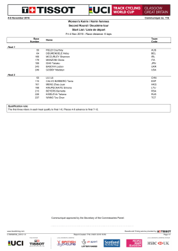 Women`s Keirin / Keirin femmes Second Round / Deuxième tour
