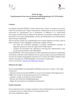 Offres de stage - Centre d`&Eacute;tudes Sup&eacute;rieures de la Renaissance