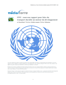 ONU : nouveau rapport pour faire du transport durable