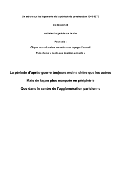 Dossier n&deg; 28 - Observatoire des Loyers de l`Agglom&eacute;ration