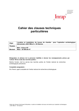 Cahier des clauses techniques particulières