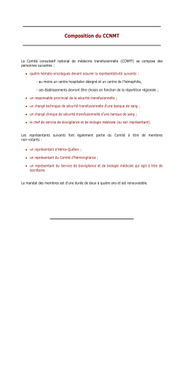 Composition du CCNMT