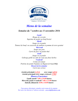 Menu de la semaine