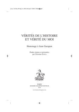VÉRITÉS DE L`HISTOIRE ET VÉRITÉ DU MOI
