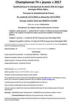 Voir Le r&egrave;glement du championnat 74 jeunes 2017.
