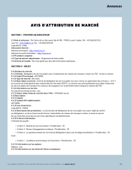 AVIS D`ATTRIBUTION DE MARCH&Eacute;