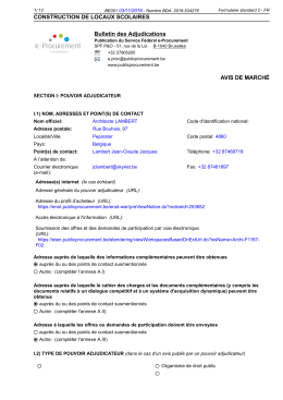 CONSTRUCTION DE LOCAUX SCOLAIRES Bulletin des