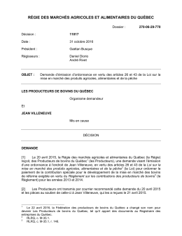 Décision 11017 - Régie des marchés agricoles et alimentaires du