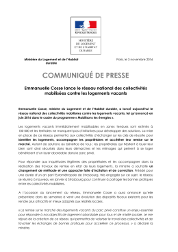 Le communiqué de presse : Emmanuelle Cosse lance le réseau