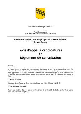 Avis d`appel &agrave; candidatures et R&egrave;glement de consultation