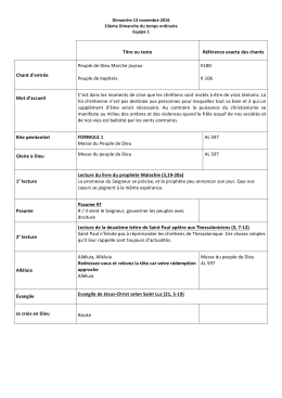 Titre ou texte Référence exacte des chants Chant d`entrée Peuple