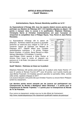 ARTICLE BOULISTENAUTE « Qualif` Masters