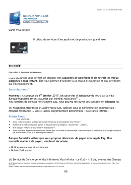 Carte Visa Infinite - Banque Populaire Atlantique