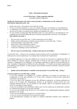 Notice : information du patient Coversyl Plus 5mg / 1,25mg