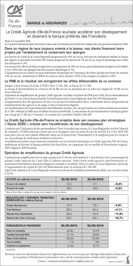 Le Crédit Agricole d`Ile-de-France souhaite accélérer son