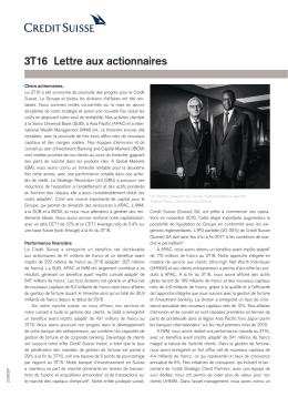 3T16 Lettre aux actionnaires