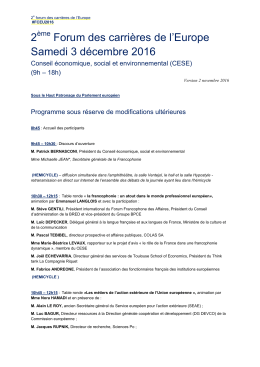 2 &egrave;me Forum des carri&egrave;res de l`Europe Samedi 3 d&eacute;cembre 2016