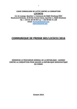 licoco communique de presse 003/licoco/2016