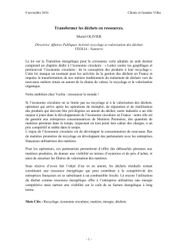 Transformer les d&eacute;chets en ressources.