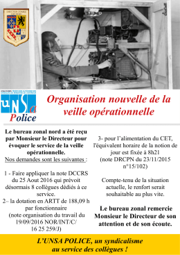 Organisation nouvelle de la veille opérationnelle - Unsa