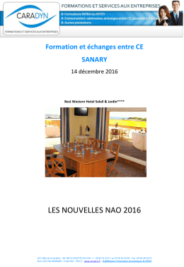les nouvelles nao 2016