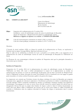 02/11/2016 Lettre de suite d`inspection Radioprotection des