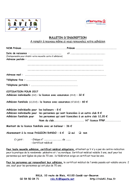 BULLETIN D`INSCRIPTION A remplir à nouveau - RVLS