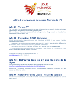 Lettre d`info n°3 - Ligue de Badminton de Normandie