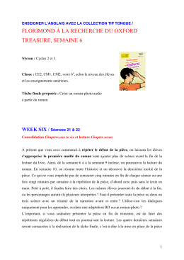 florimond à la recherche du oxford treasure, semaine 6