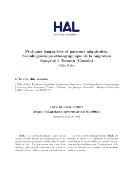 Pratiques langagi&egrave;res et parcours migratoires - Tel
