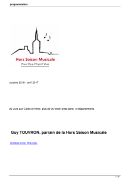 Guy TOUVRON, parrain de la Hors Saison Musicale