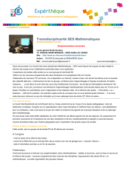 Transdisciplinarité SES Mathématiques