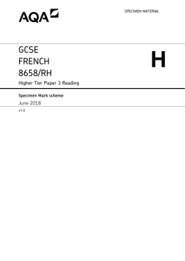 GCSE French Specimen mark scheme Paper 3