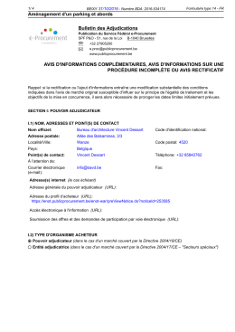 Am&eacute;nagement d`un parking et abords Bulletin des Adjudications