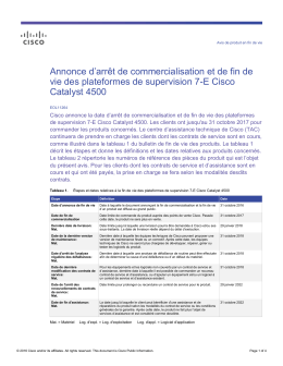 Annonce d`arr&ecirc;t de commercialisation et de fin de vie des