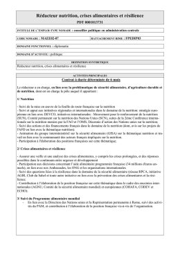 Rédacteur nutrition crises alimentaires et résilience