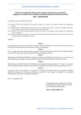 BULLETIN OFFICIEL DU MINISTÈRE DE LA JUSTICE Le garde des