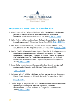 ACQUISITIONS IEDES : Mois de novembre 2016.