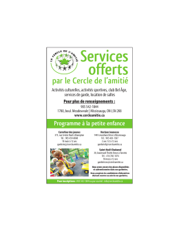 Services offerts - Cercle de l`Amitie