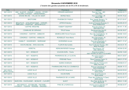 Dimanche 6 NOVEMBRE 2016 L`horaire des gardes