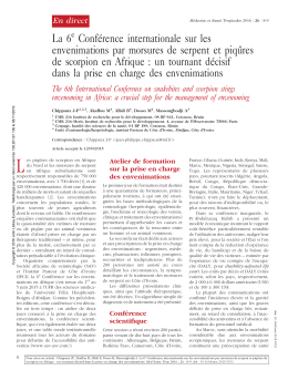 La 6 Conf&eacute;rence internationale sur les envenimations par morsures