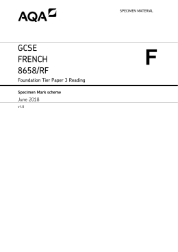 GCSE French Specimen mark scheme Paper 3